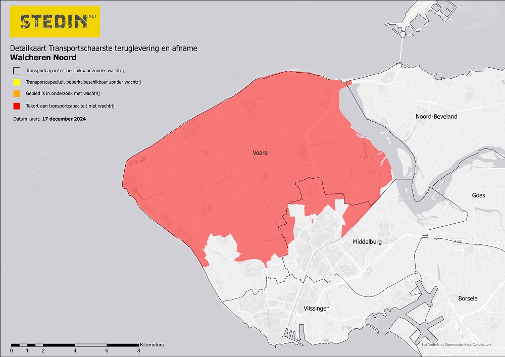 Detailkaart transportschaarste teruglevering en afname Walcheren Noord