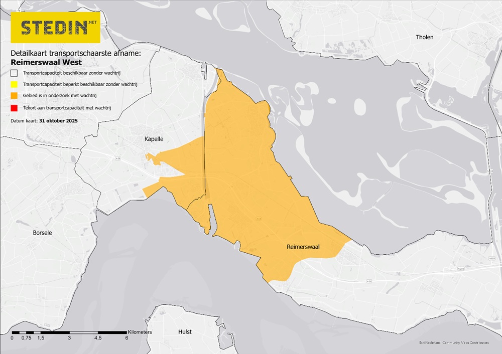 Detailkaart transportschaarste afname Reimerswaal West