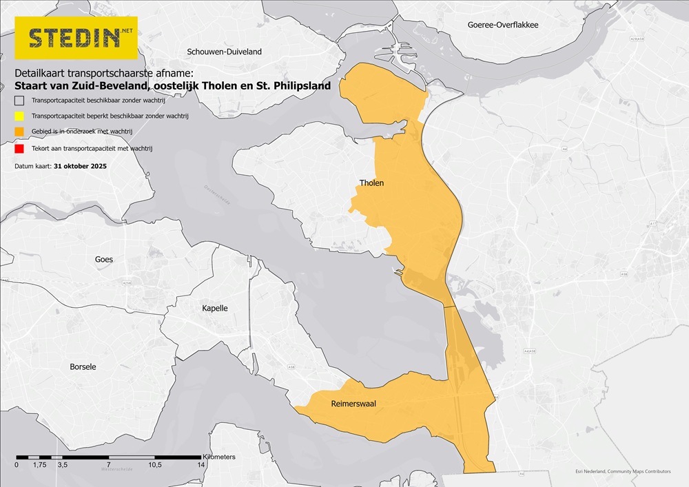 Detailkaart afname staart Zuid-Beveland oostelijk Tholen St Philipsland