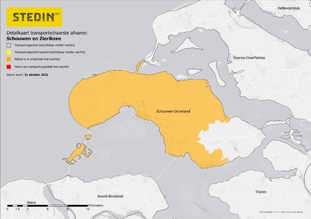 Detailkaart transportschaarste afname Schouwen en Zierikzee
