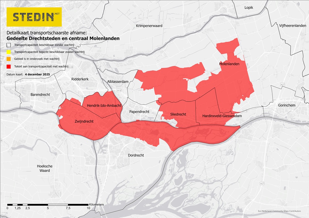 Detailkaart transportschaarste afname Gedeelte Drechtsteden en centraal Molenlanden 12225