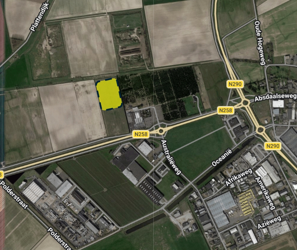 Kaart locatie transformatorstation Hulst