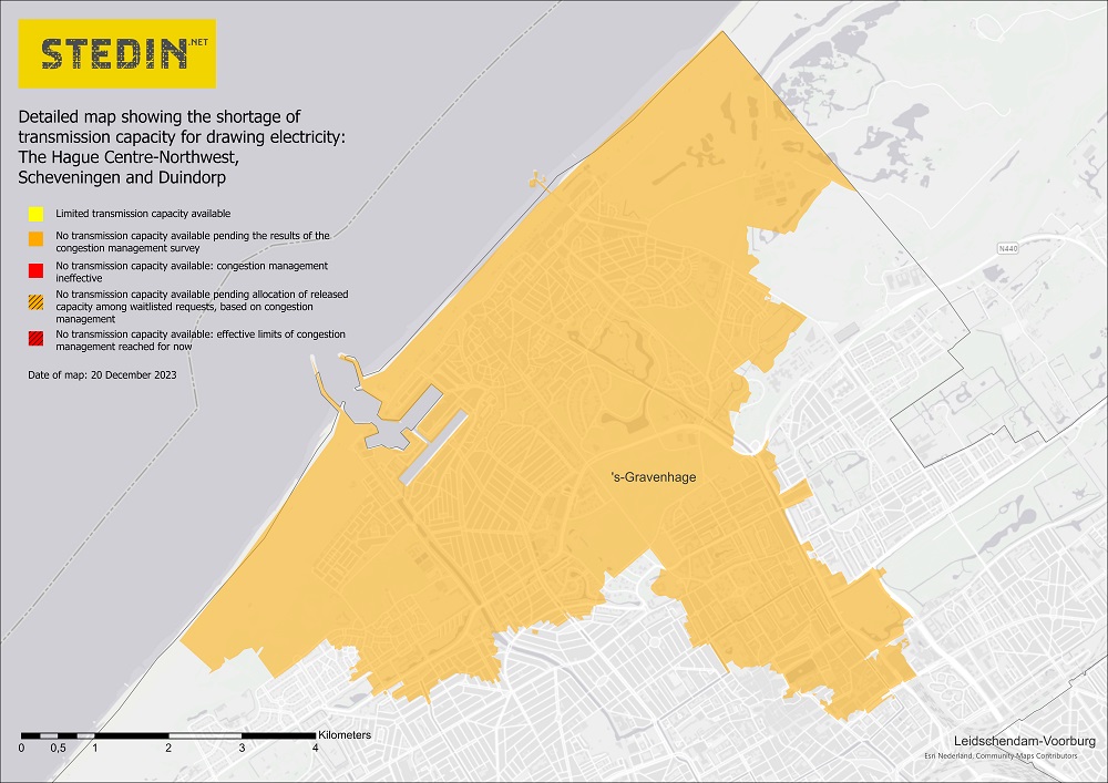 Kaart die het congestiegebied in Den Haag toont