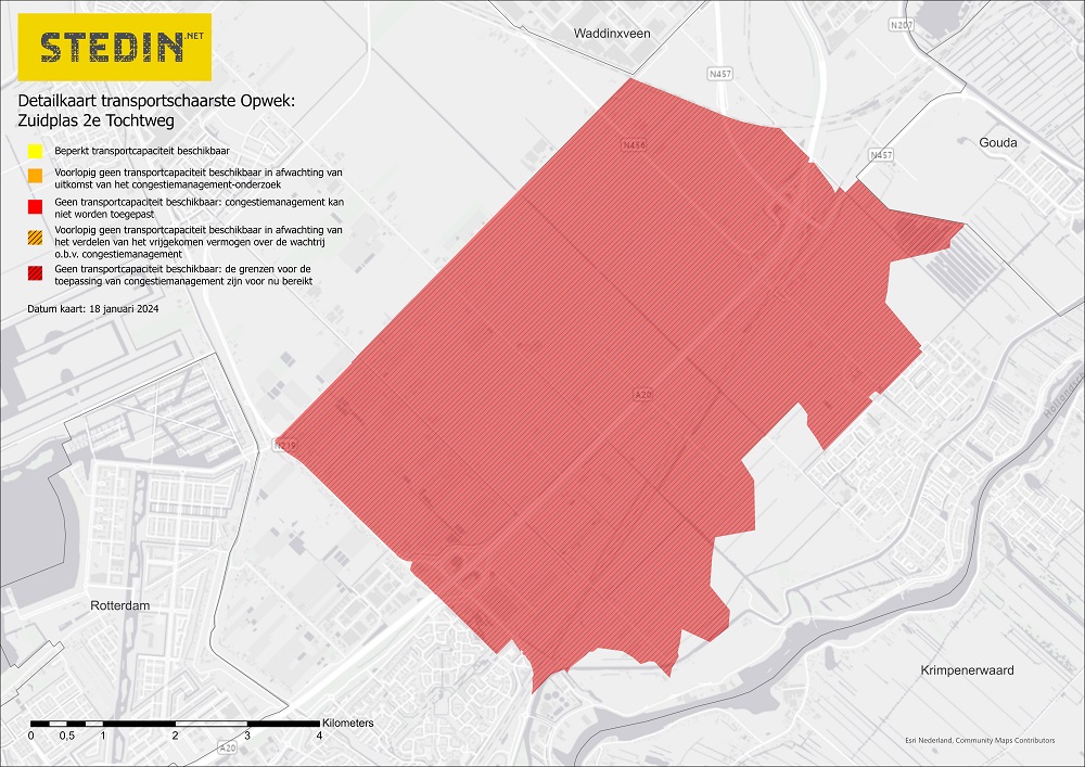 Kaart die netcapaciteit in Zuidplas toont