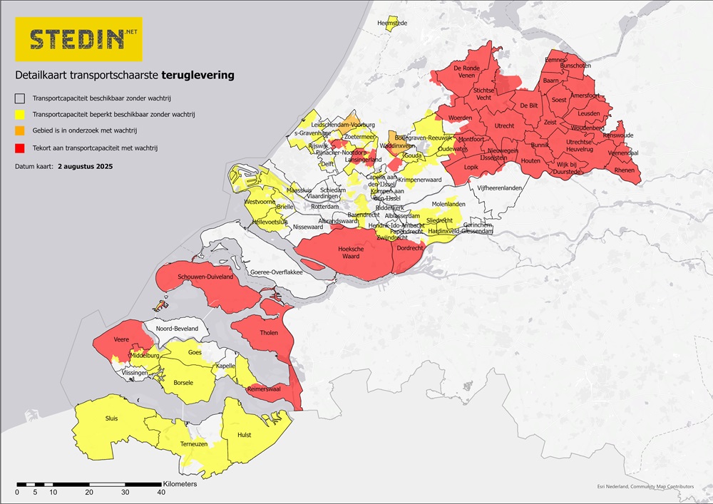 Detailkaart transportschaarste teruglevering augustus 2025
