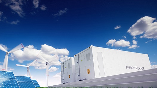 Energieopslag in een grote batterij