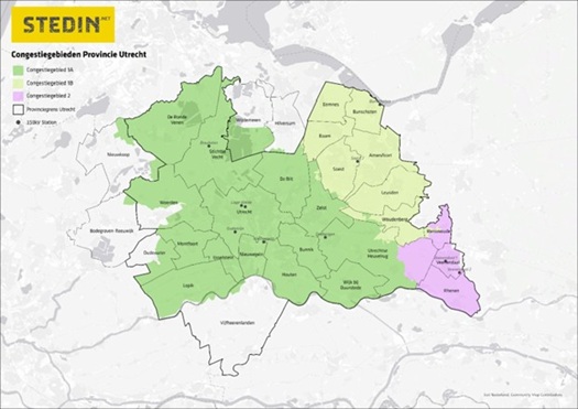 Congestiegebieden provincie Utrecht